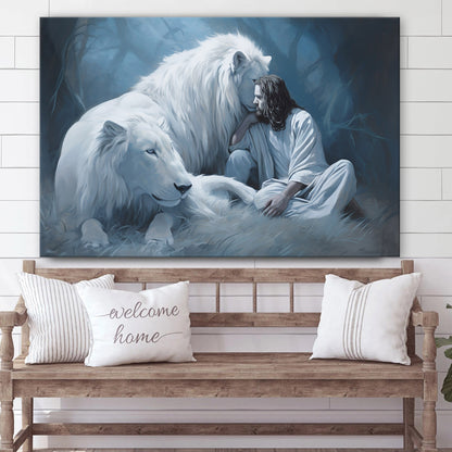Jesus And Lion 1 - Canvas Picture - Jesus Christ Canvas - Christian Wall Art