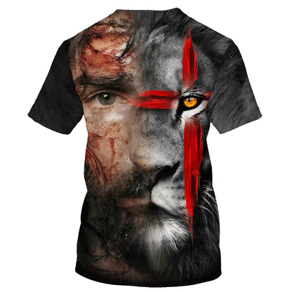 Jesus And Lion 3d All Over Print Shirt - Christian 3d Shirts For Men Women