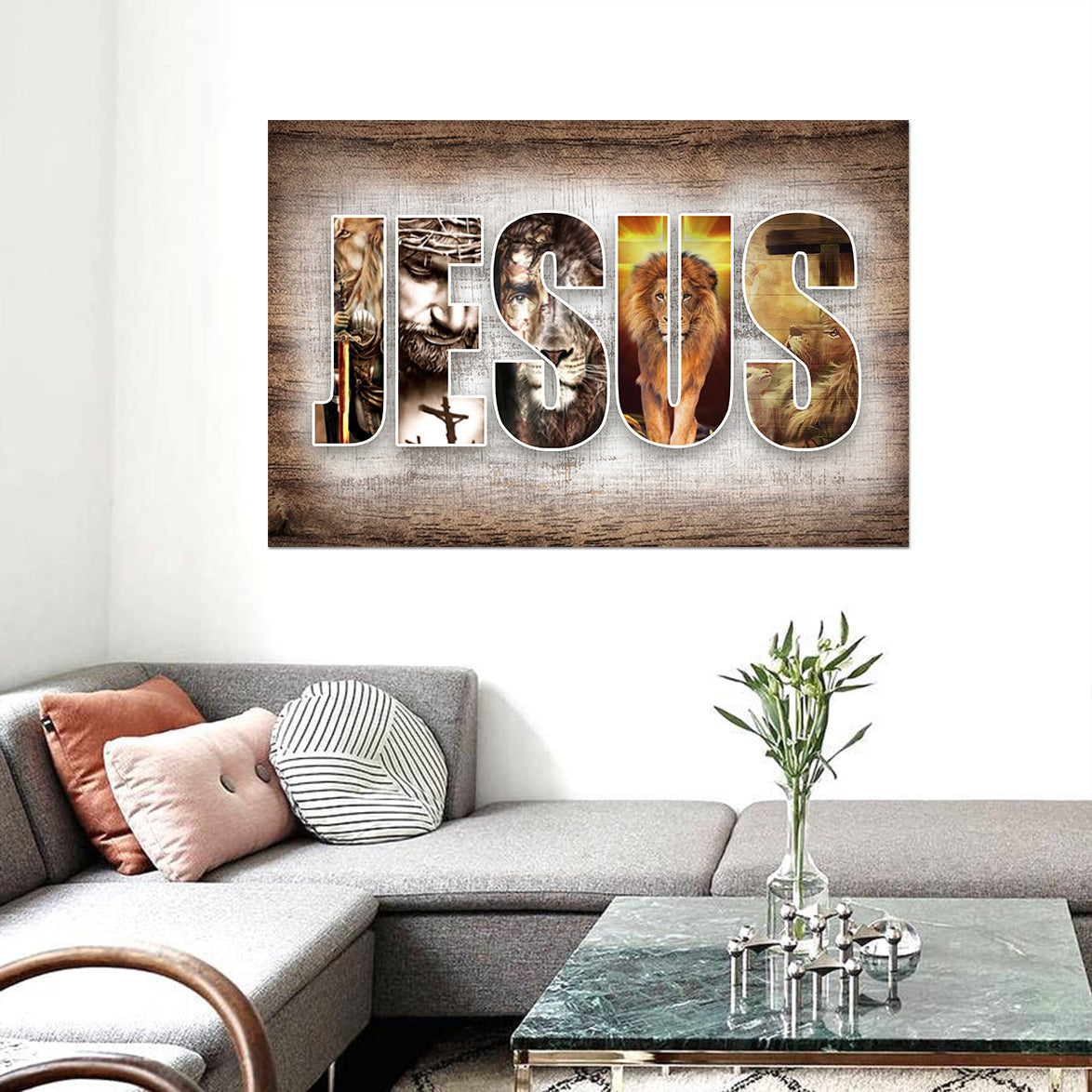 Jesus And Lion Canvas Wall Art - Jesus Canvas Pictures - Christian Wall Posters