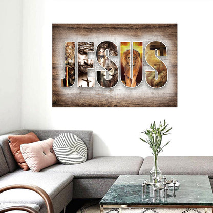 Jesus And Lion Canvas Wall Art - Jesus Canvas Pictures - Christian Wall Posters