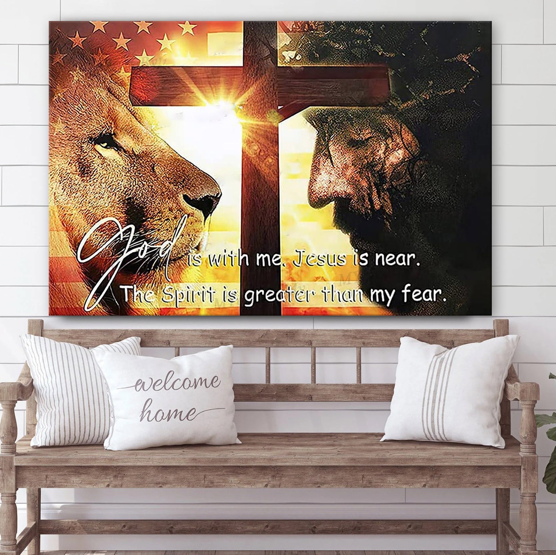 Jesus And Lion Canvas Wall Art Jesus Canvas God Is With Me - Canvas Picture - Jesus Canvas Pictures - Christian Wall Art
