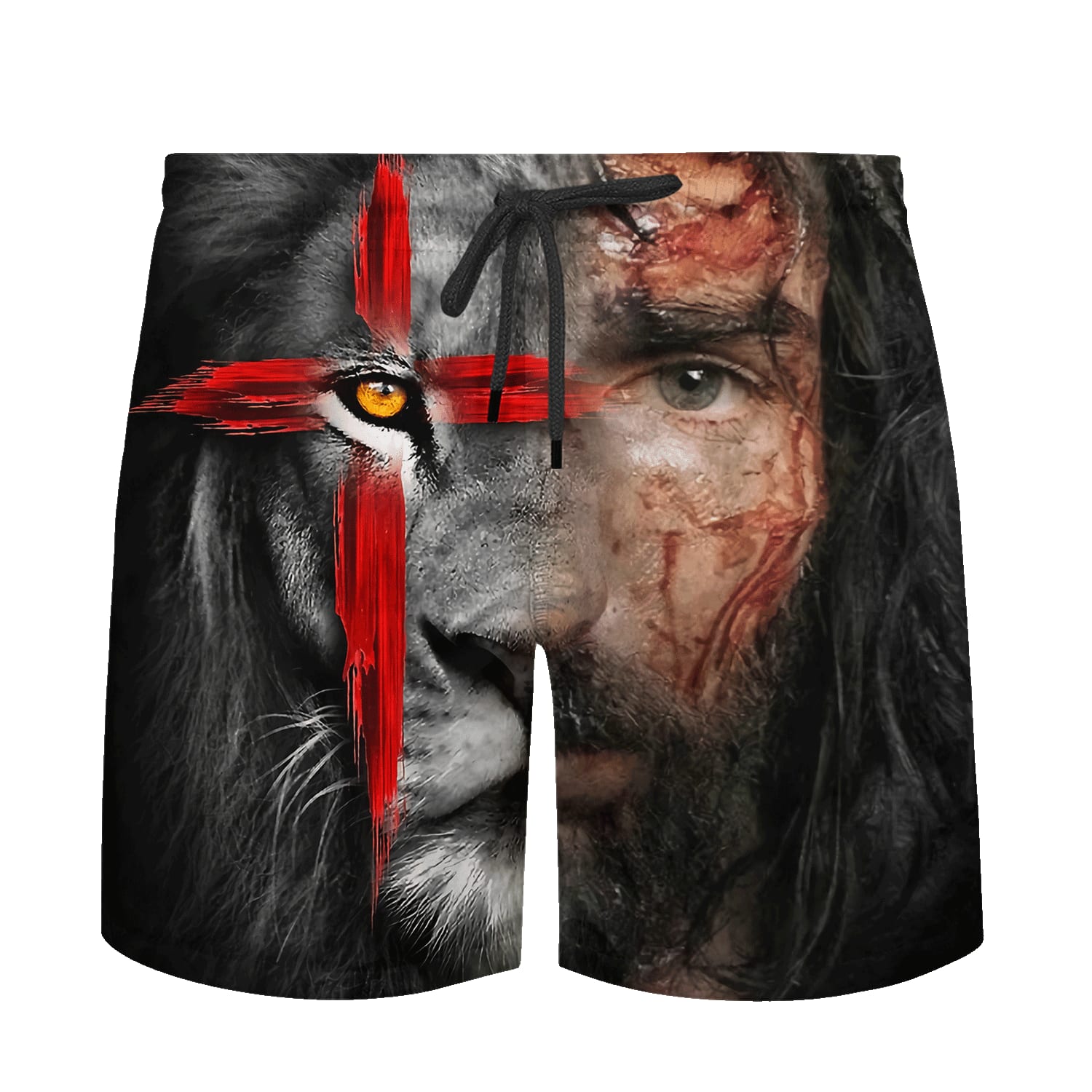 Jesus And Lion Face 3d T-Shirts - Christian Shirts For Men&Women