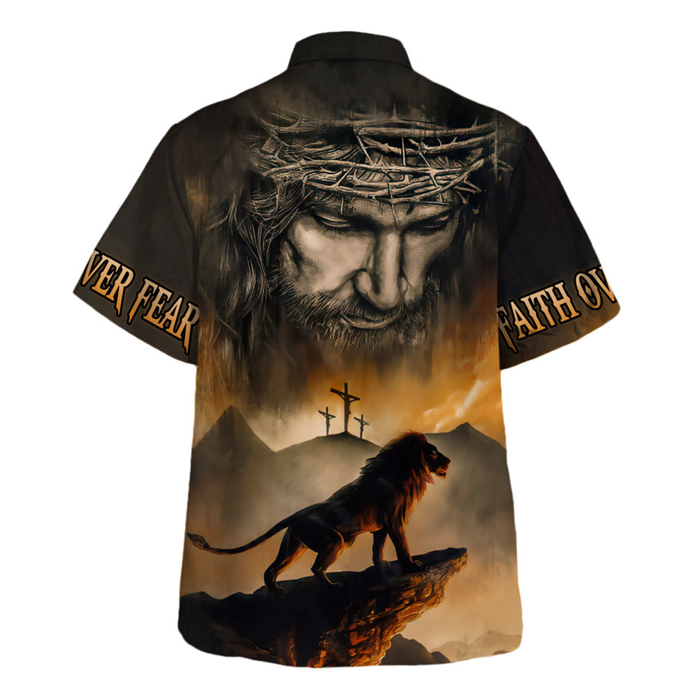 Jesus And Lion Hawaiian Shirt - Christian Hawaiian Shirt - Religious Hawaiian Shirts