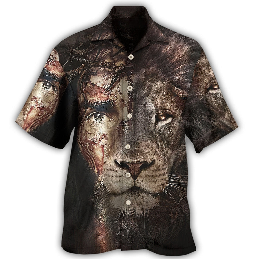 Jesus And Lion Hawaiian Shirt - Christian Hawaiian Shirts For Men & Women