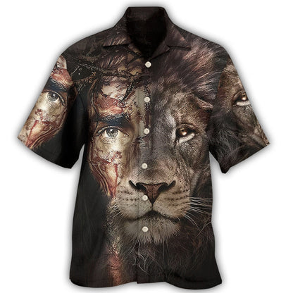Jesus And Lion Hawaiian Shirt - Christian Hawaiian Shirts For Men & Women