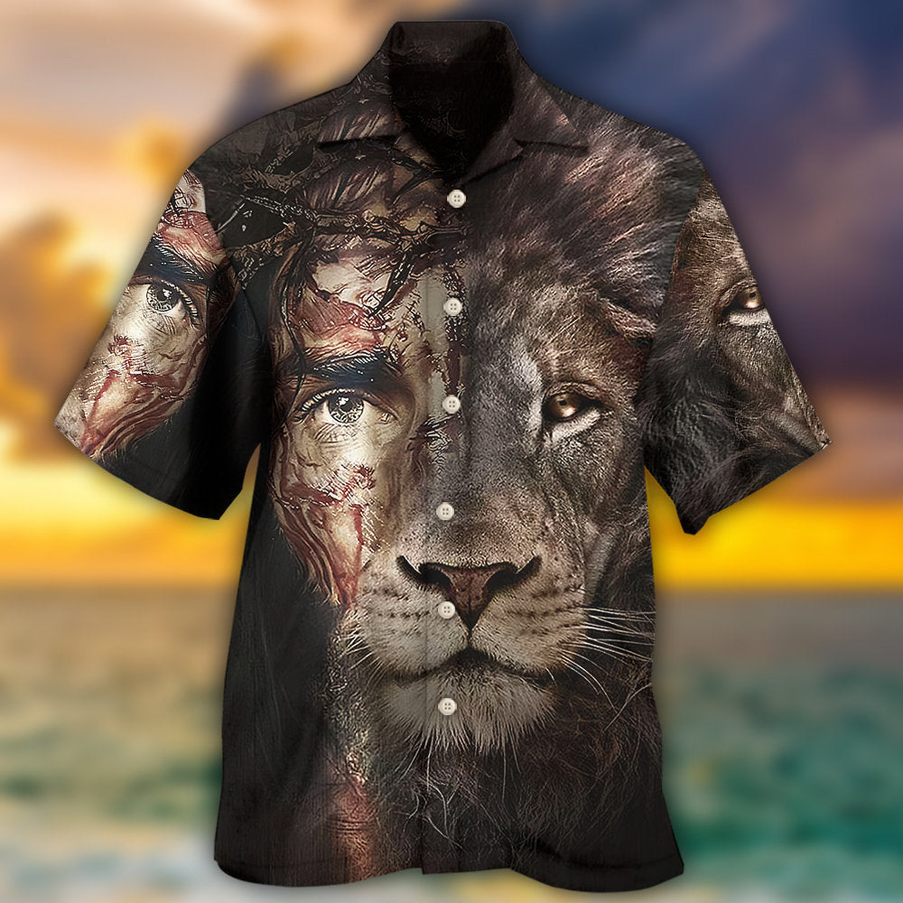 Jesus And Lion Hawaiian Shirt - Christian Hawaiian Shirts For Men & Women