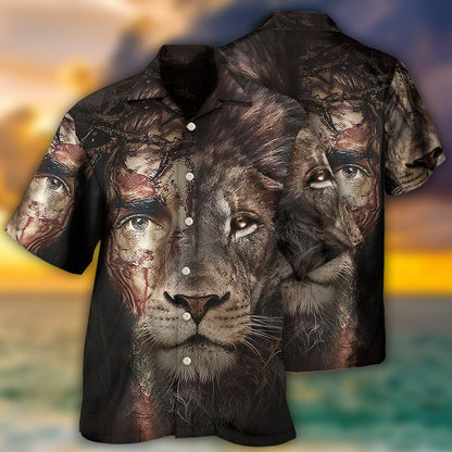 Jesus And Lion Hawaiian Shirt - Christian Hawaiian Shirts For Men & Women