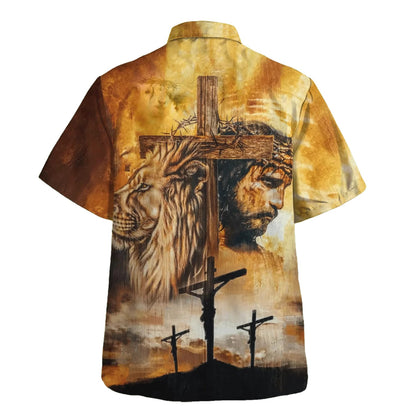 Jesus And Lion Hawaiian Shirts For Men - Christian Hawaiian Shirt - Hawaiian Summer Shirts