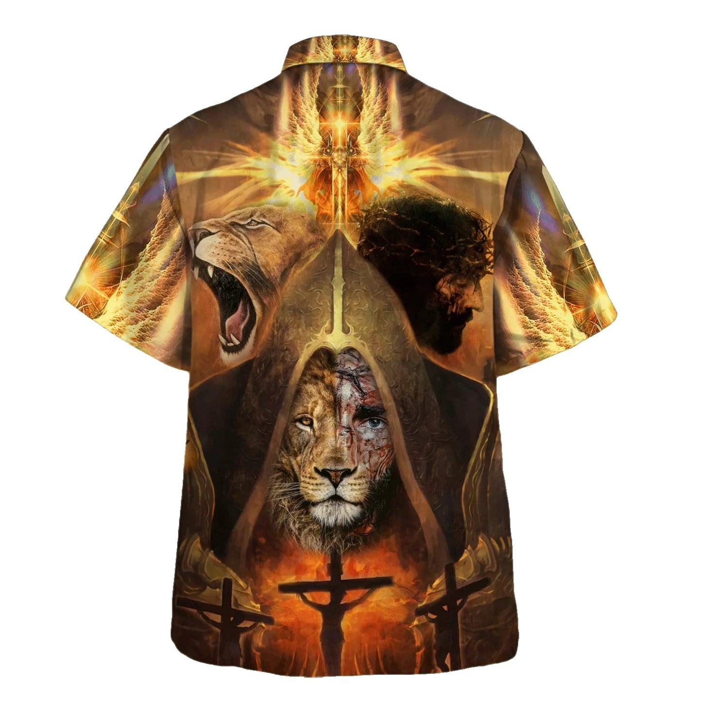 Jesus And Lion Of Judah Hawaiian Shirts For Men - Christian Hawaiian Shirt - Hawaiian Summer Shirts