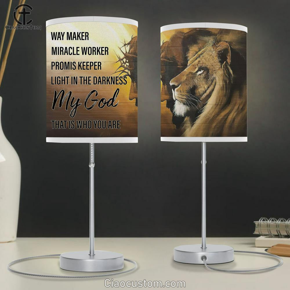 Jesus And Lion Picture - My God That Is Who You Are Table Lamp For Bedroom - Jesus Christ Table Lamp - Christian Table Lamp Prints