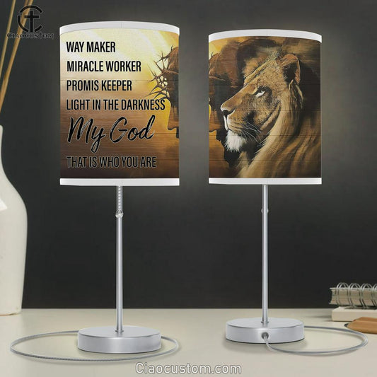 Jesus And Lion Picture - My God That Is Who You Are Table Lamp For Bedroom - Jesus Christ Table Lamp - Christian Table Lamp Prints