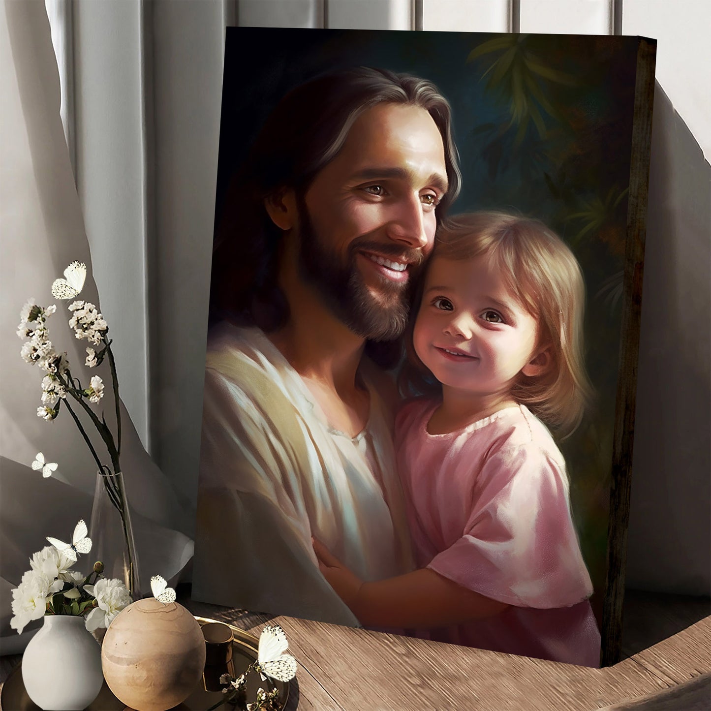 Jesus And Little Girl - Canvas Pictures - Jesus Christ Canvas - Christian Wall Art