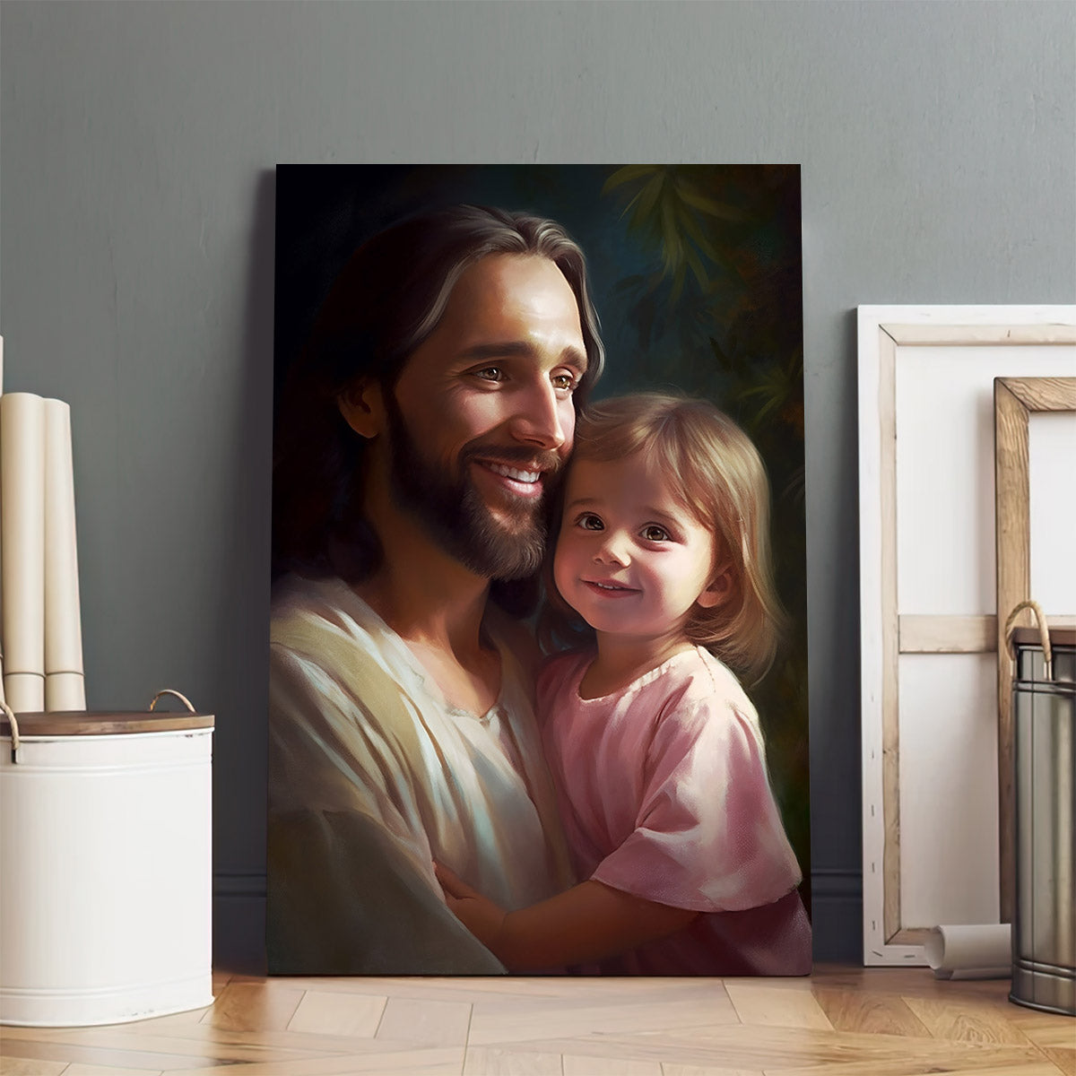 Jesus And Little Girl - Canvas Pictures - Jesus Christ Canvas - Christian Wall Art