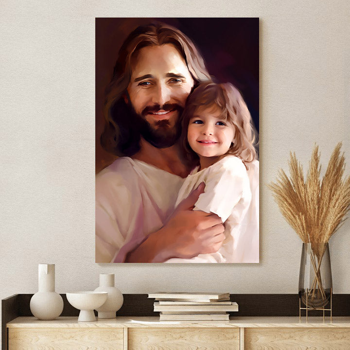Jesus And Little Girl 1 - Canvas Pictures - Jesus Christ Canvas - Christian Wall Art