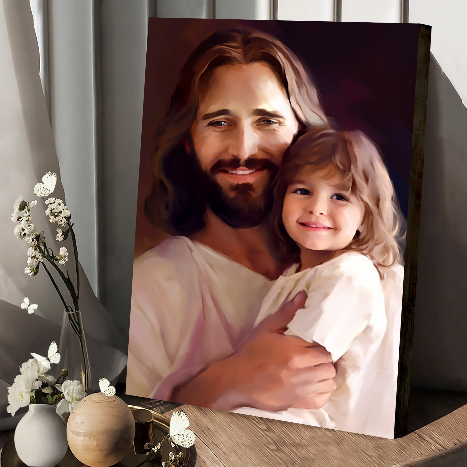 Jesus And Little Girl 1 - Canvas Pictures - Jesus Christ Canvas - Christian Wall Art