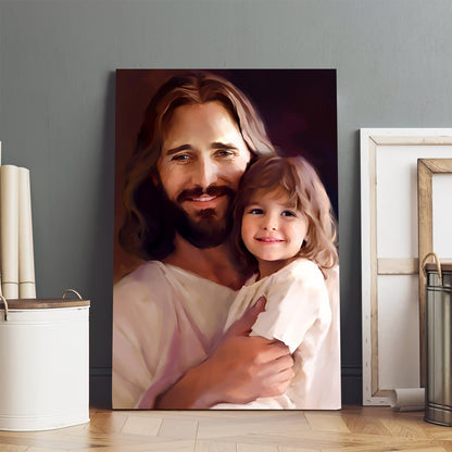 Jesus And Little Girl 1 - Canvas Pictures - Jesus Christ Canvas - Christian Wall Art