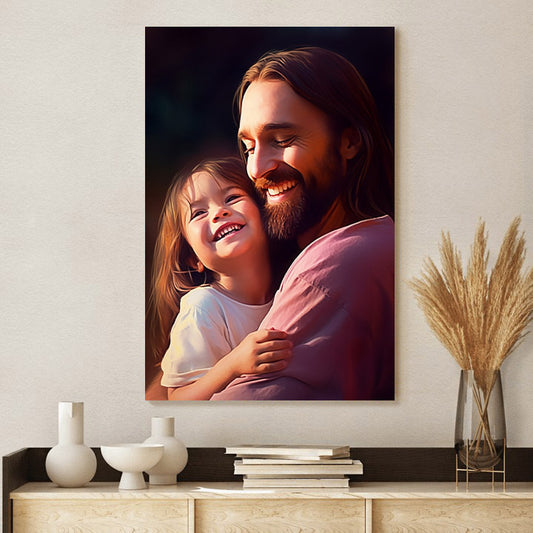 Jesus And Little Girl 2 - Canvas Pictures - Jesus Christ Canvas - Christian Wall Art