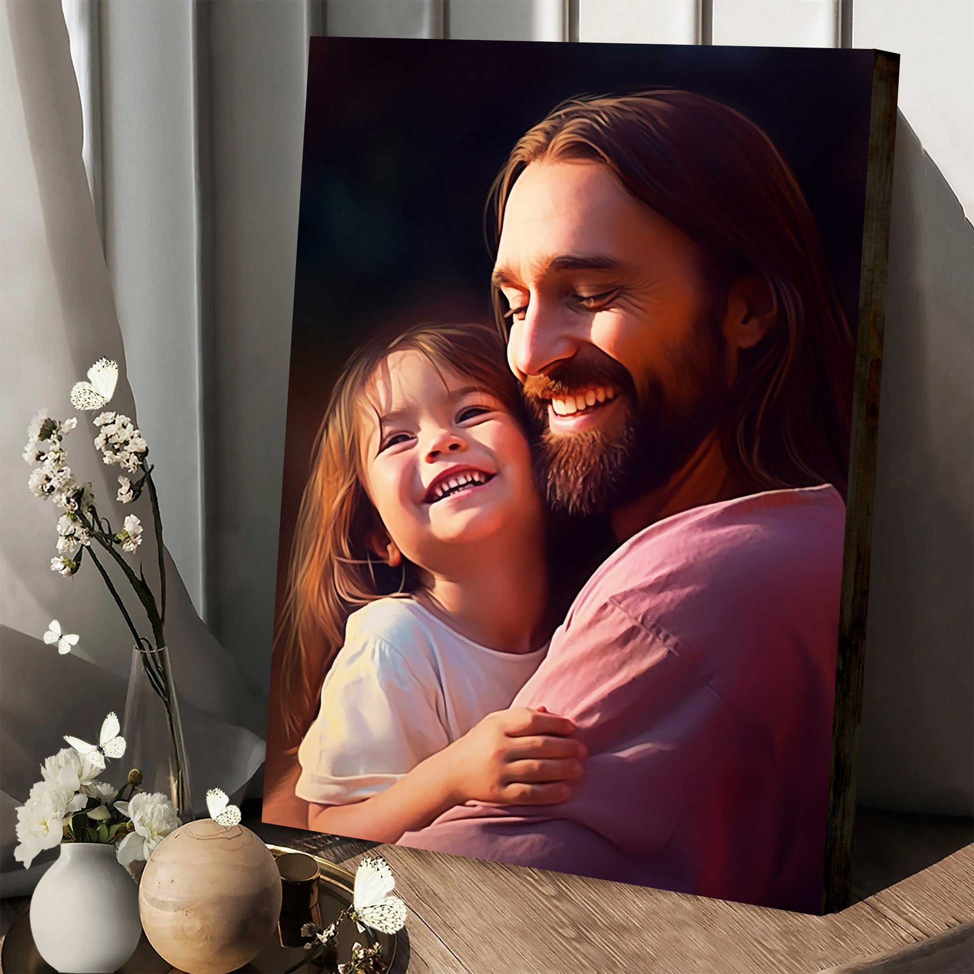 Jesus And Little Girl 2 - Canvas Pictures - Jesus Christ Canvas - Christian Wall Art