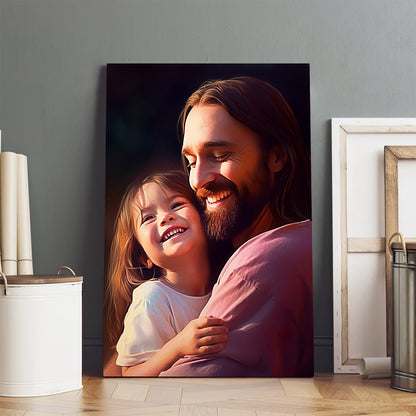 Jesus And Little Girl 2 - Canvas Pictures - Jesus Christ Canvas - Christian Wall Art