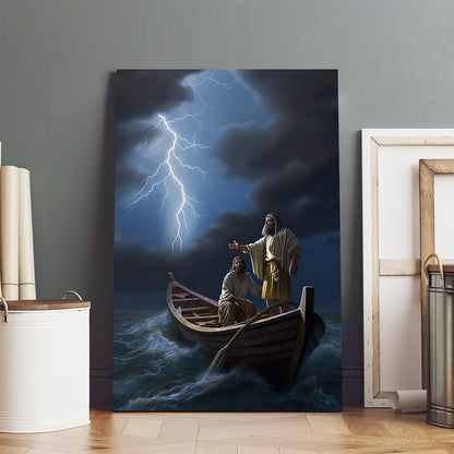 Jesus And Man Standing On A Boat - Canvas Picture - Jesus Christ Canvas - Christian Wall Art
