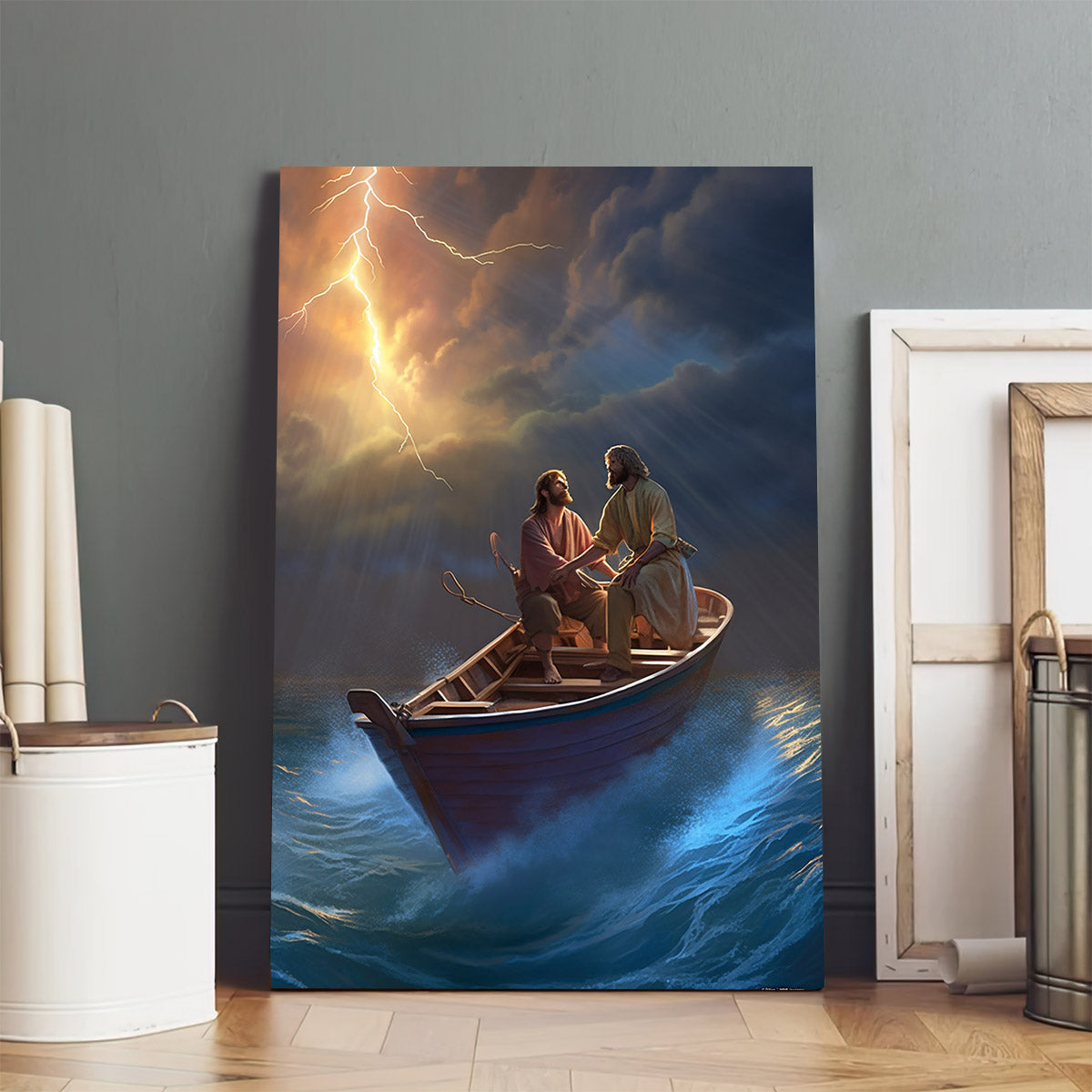 Jesus And Man Standing On A Boat 1 - Canvas Picture - Jesus Christ Canvas - Christian Wall Art
