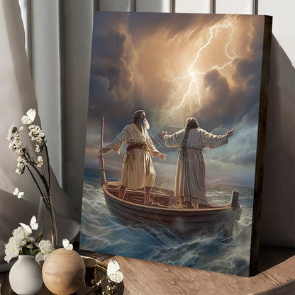Jesus And Man Standing On A Boat 2 - Canvas Picture - Jesus Christ Canvas - Christian Wall Art