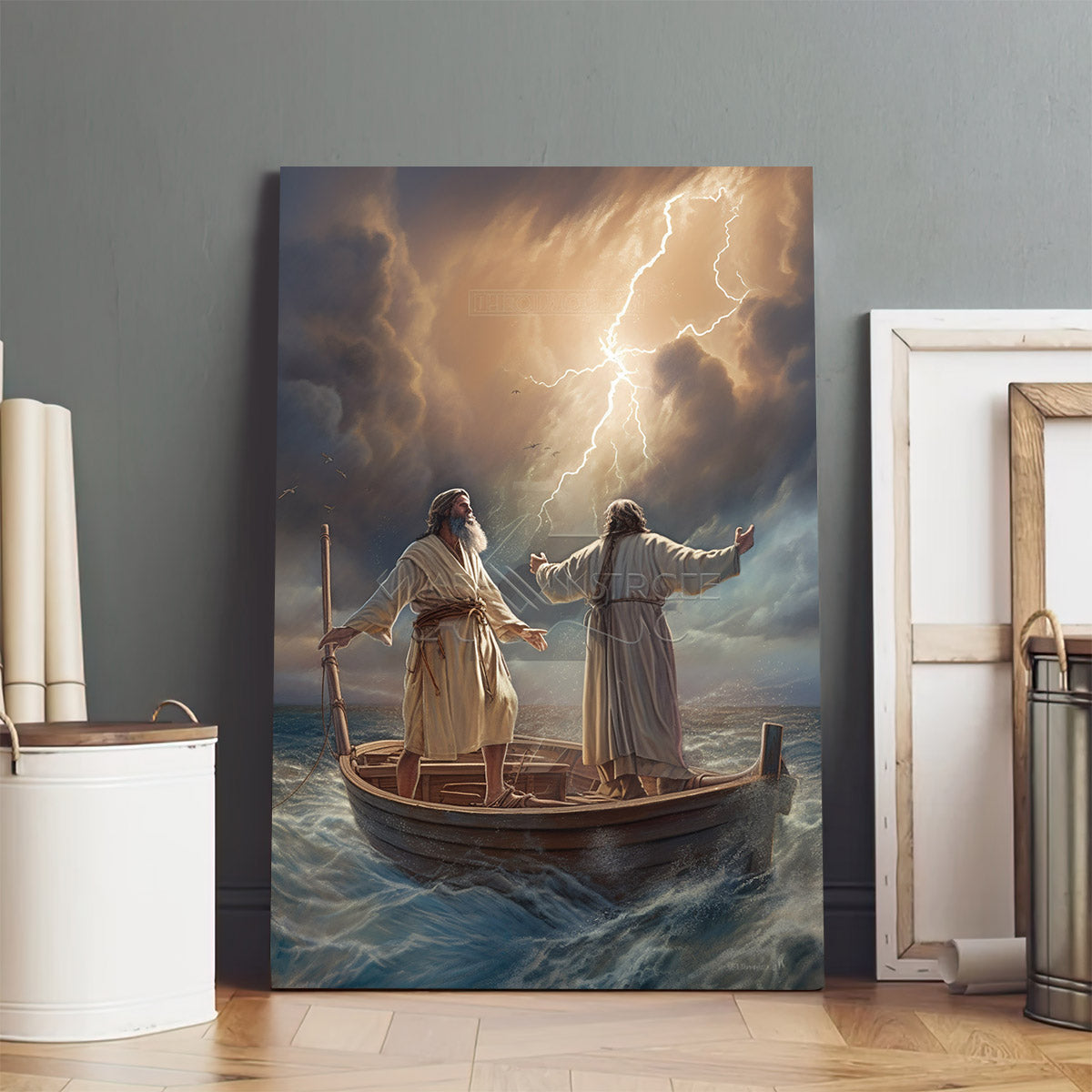 Jesus And Man Standing On A Boat 2 - Canvas Picture - Jesus Christ Canvas - Christian Wall Art