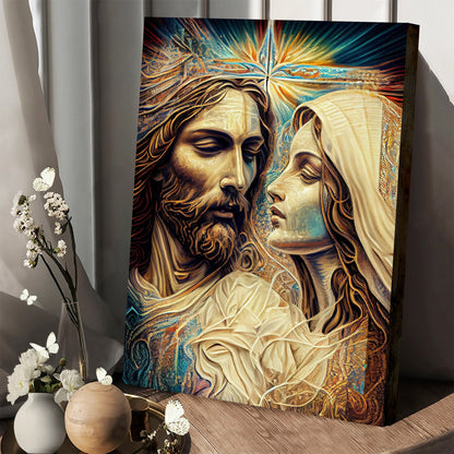 Jesus And Mary Abstract Style - Jesus Canvas Pictures - Christian Wall Art