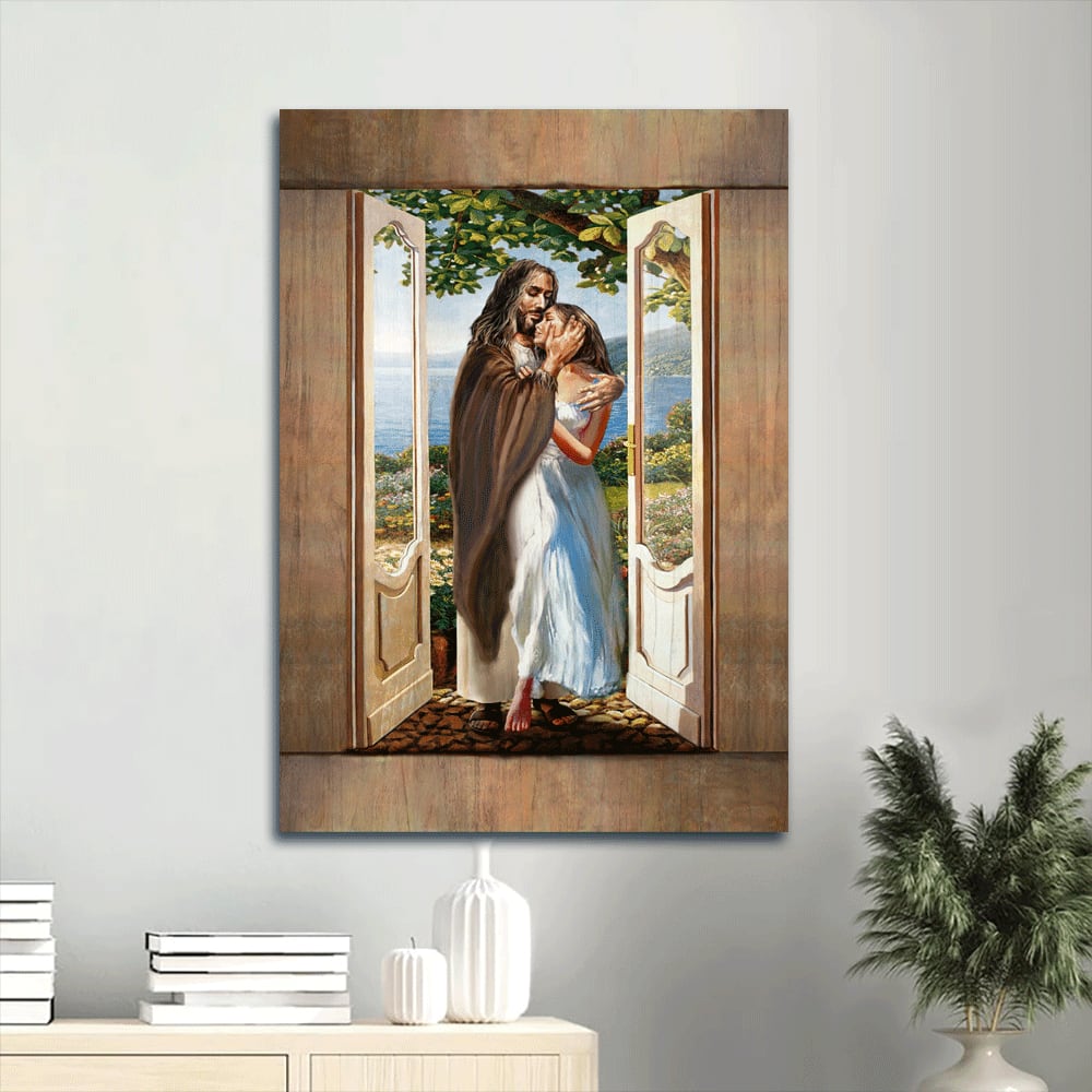 Jesus And Pretty Girl Canvas Wall Art - Christian Canvas
