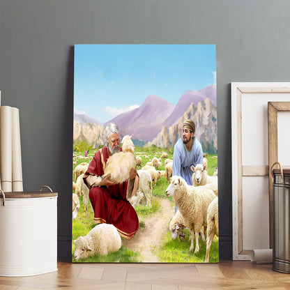 Jesus And Sheep - Canvas Pictures - Jesus Canvas Art - Christian Wall Art