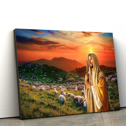 Jesus And Sheep - Jesus Canvas Wall Art - Christian Wall Art