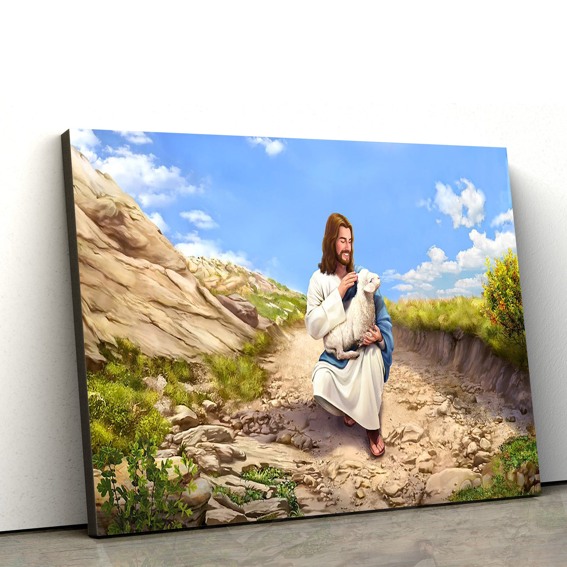 Jesus And Sheep Canvas Pictures - Jesus Christ Canvas Art - Christian Wall Canvas