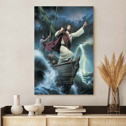 Jesus And Storm - Canvas Pictures - Jesus Canvas Art - Christian Wall Art