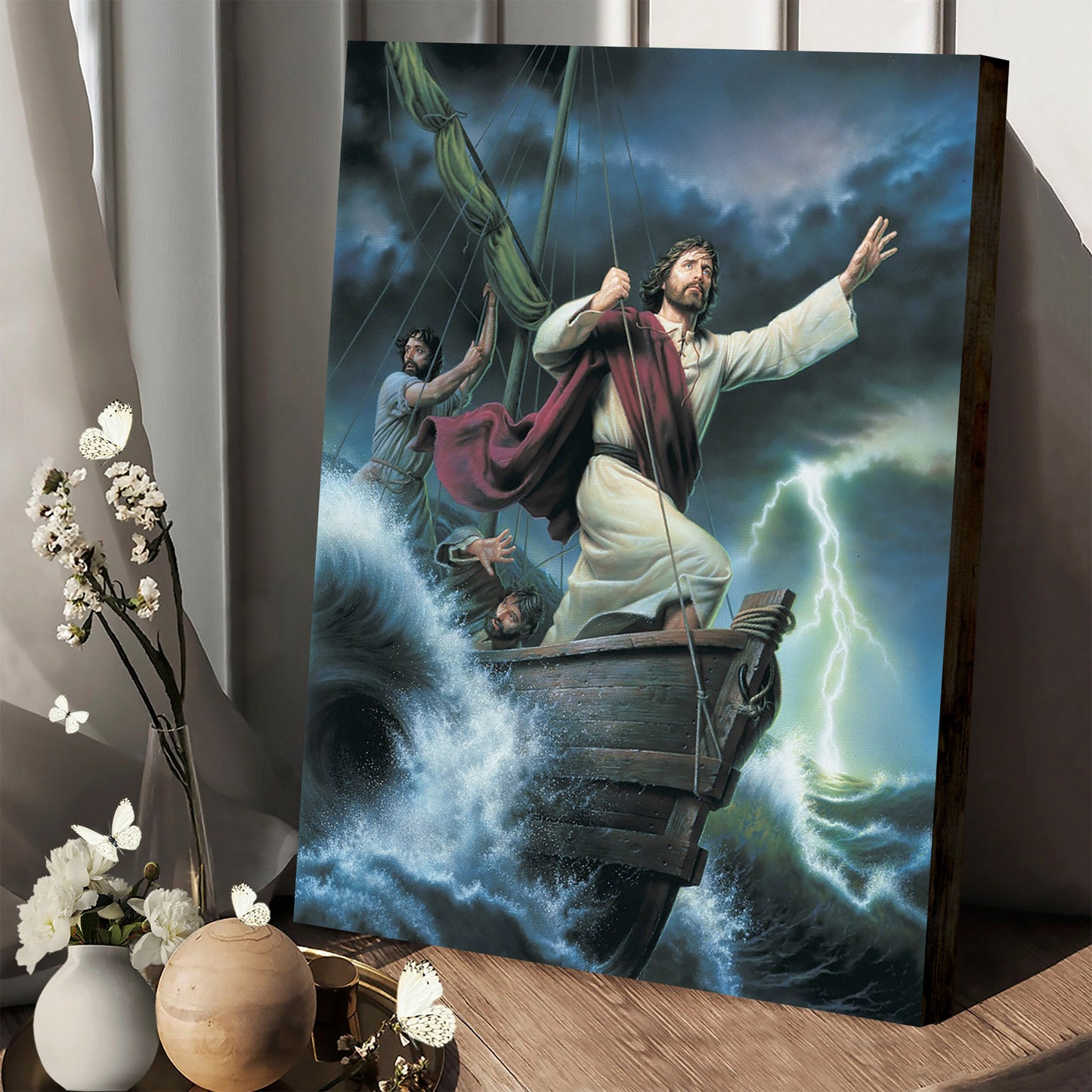 Jesus And Storm - Canvas Pictures - Jesus Canvas Art - Christian Wall Art