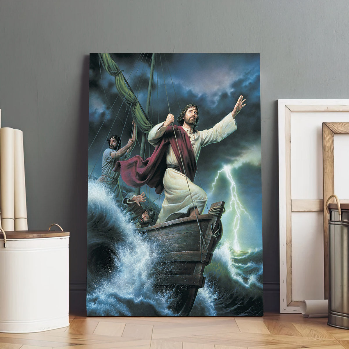 Jesus And Storm - Canvas Pictures - Jesus Canvas Art - Christian Wall Art