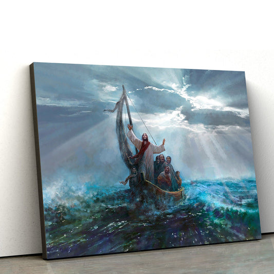 Jesus And Storm - Jesus Canvas Wall Art - Christian Wall Art