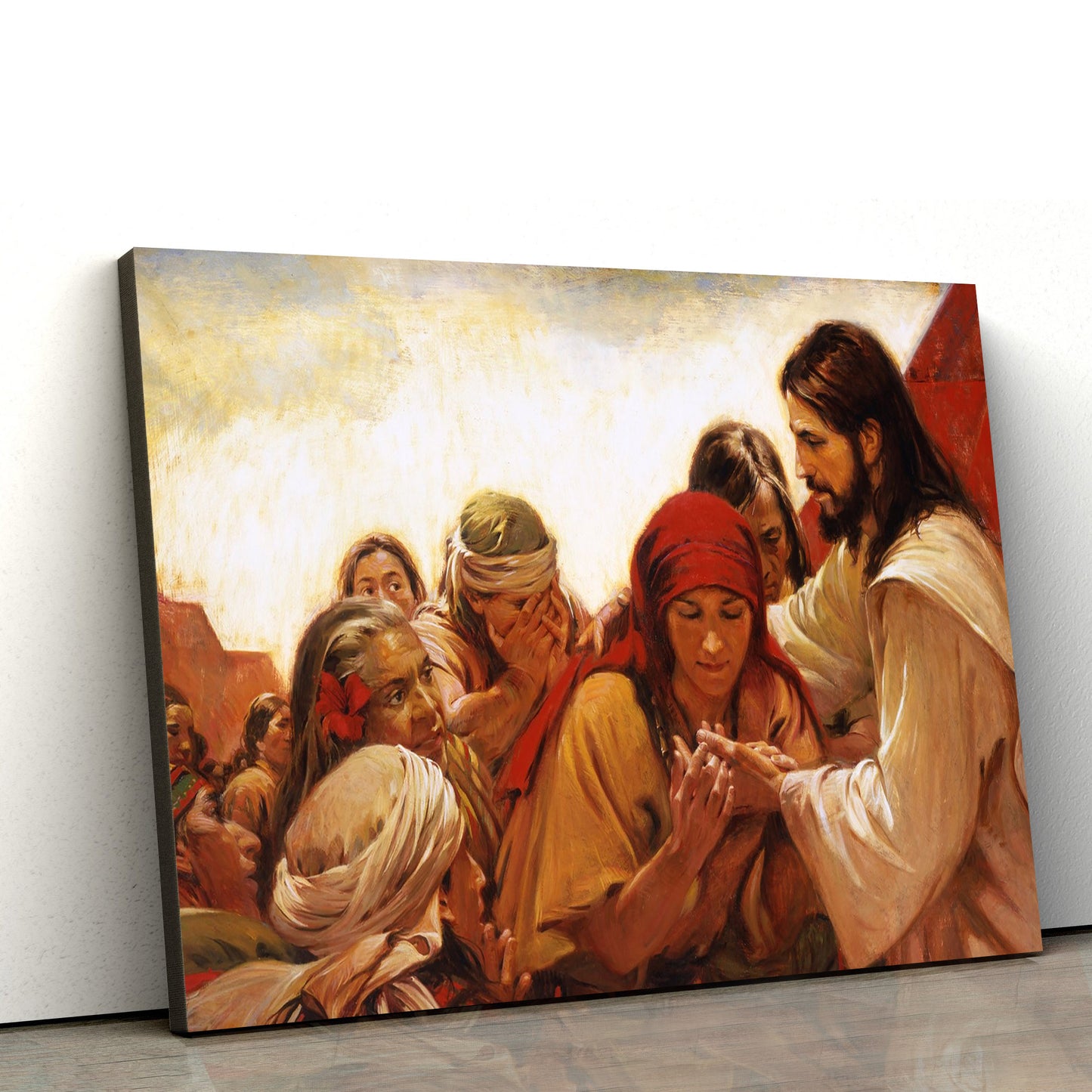 Jesus And Student - Jesus Canvas Wall Art - Christian Wall Art