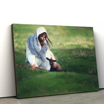 Jesus And The Black Sheep Canvas Art - Jesus Christ Pictures - Jesus Wall Art - Christian Wall Decor