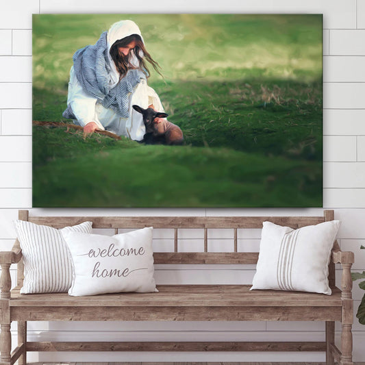 Jesus And The Black Sheep Canvas Art - Jesus Christ Pictures - Jesus Wall Art - Christian Wall Decor