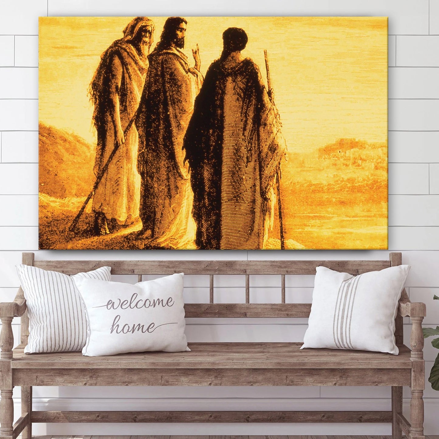 Jesus And The Disciples Going To Emmaus Canvas Wall Art - Christian Canvas Pictures - Religious Canvas Wall Art