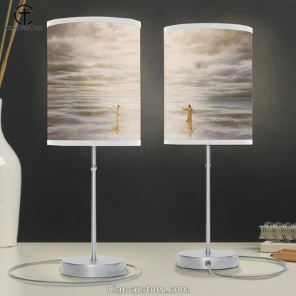 Jesus And The Girl Dancing On The Water Table Lamp For Bedroom - Jesus Table Lamp - Christian Lamp Art - Jesus Room Decor