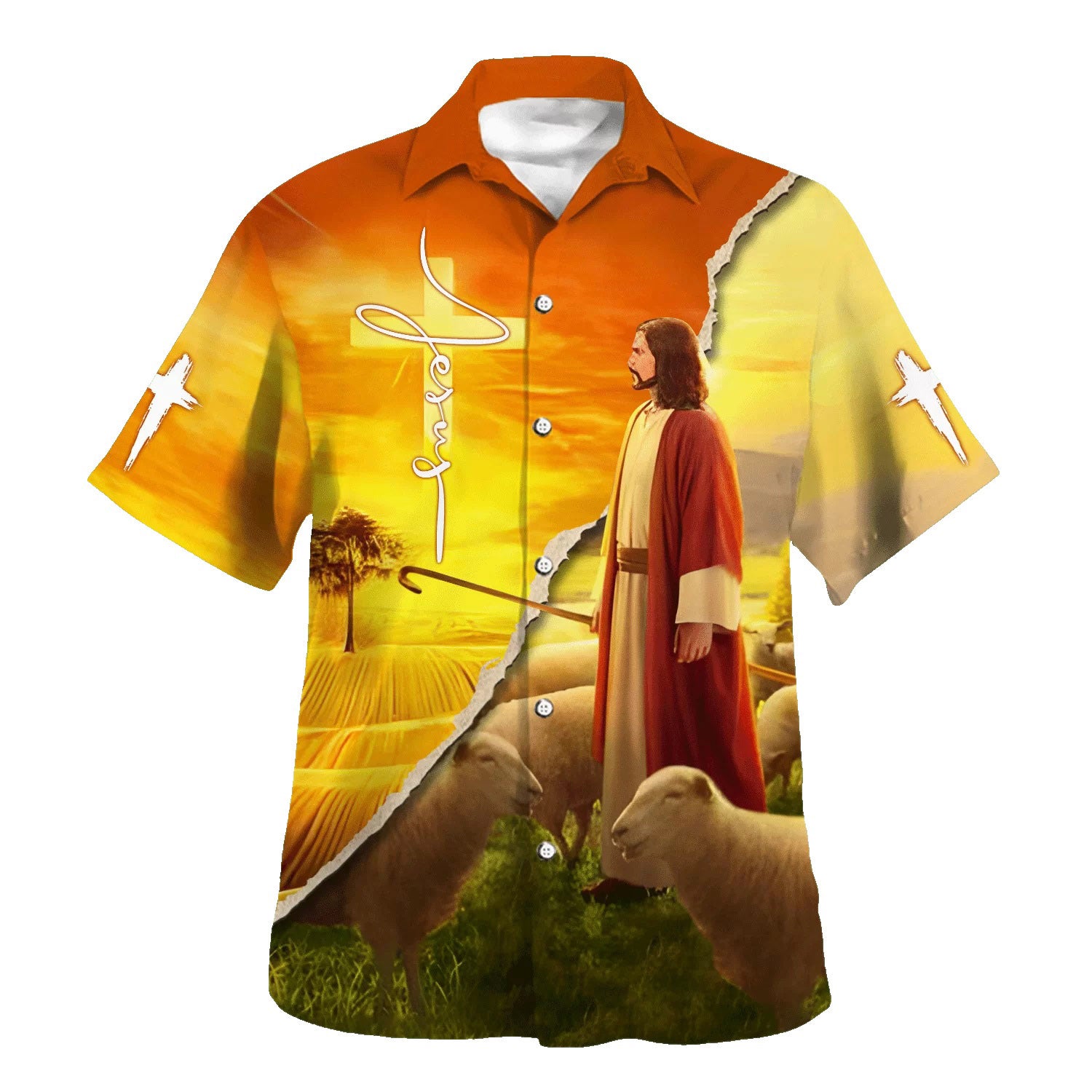 Jesus And The Lamb Hawaiian Shirts For Men And Women - Christian Hawaiian Shirt - Hawaiian Summer Shirts