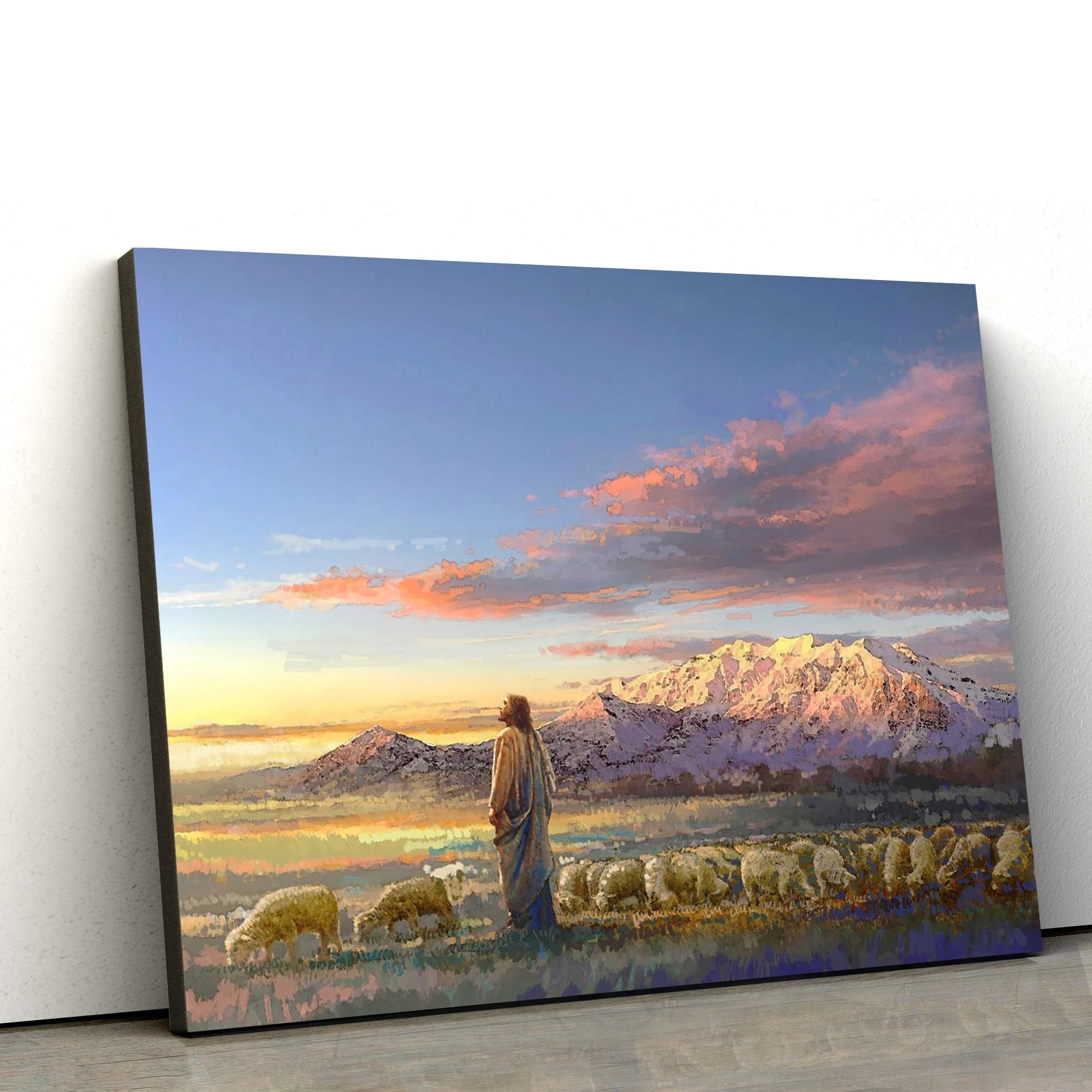Jesus And The Lamb Picture - All His Majesty Canvas Wall Art - Christian Wall Decor