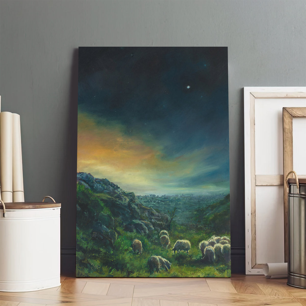 Jesus And The Lamb Picture - All Things Bow In Humble Reverence Portrait Canvas Wall Art - Christian Wall Decor