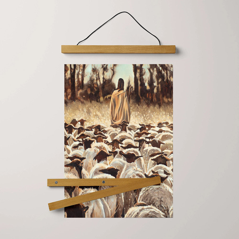 Jesus And The Lamb Picture - Be Ye Followers Of Me Portrait Hanging Canvas Wall Art - Christian Wall Decor - Religious Canvas