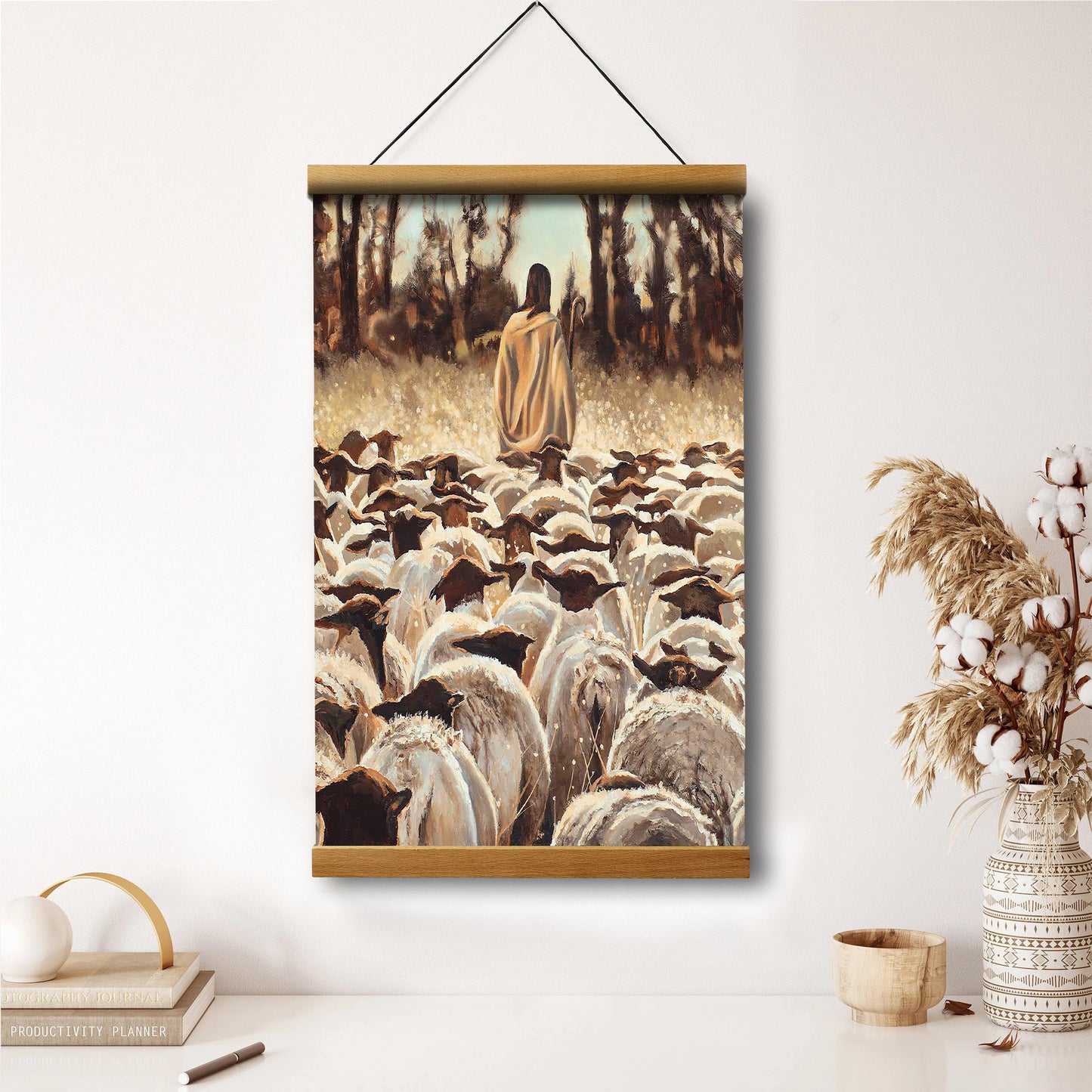 Jesus And The Lamb Picture - Be Ye Followers Of Me Portrait Hanging Canvas Wall Art - Christian Wall Decor - Religious Canvas