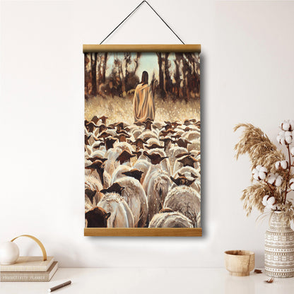 Jesus And The Lamb Picture - Be Ye Followers Of Me Portrait Hanging Canvas Wall Art - Christian Wall Decor - Religious Canvas