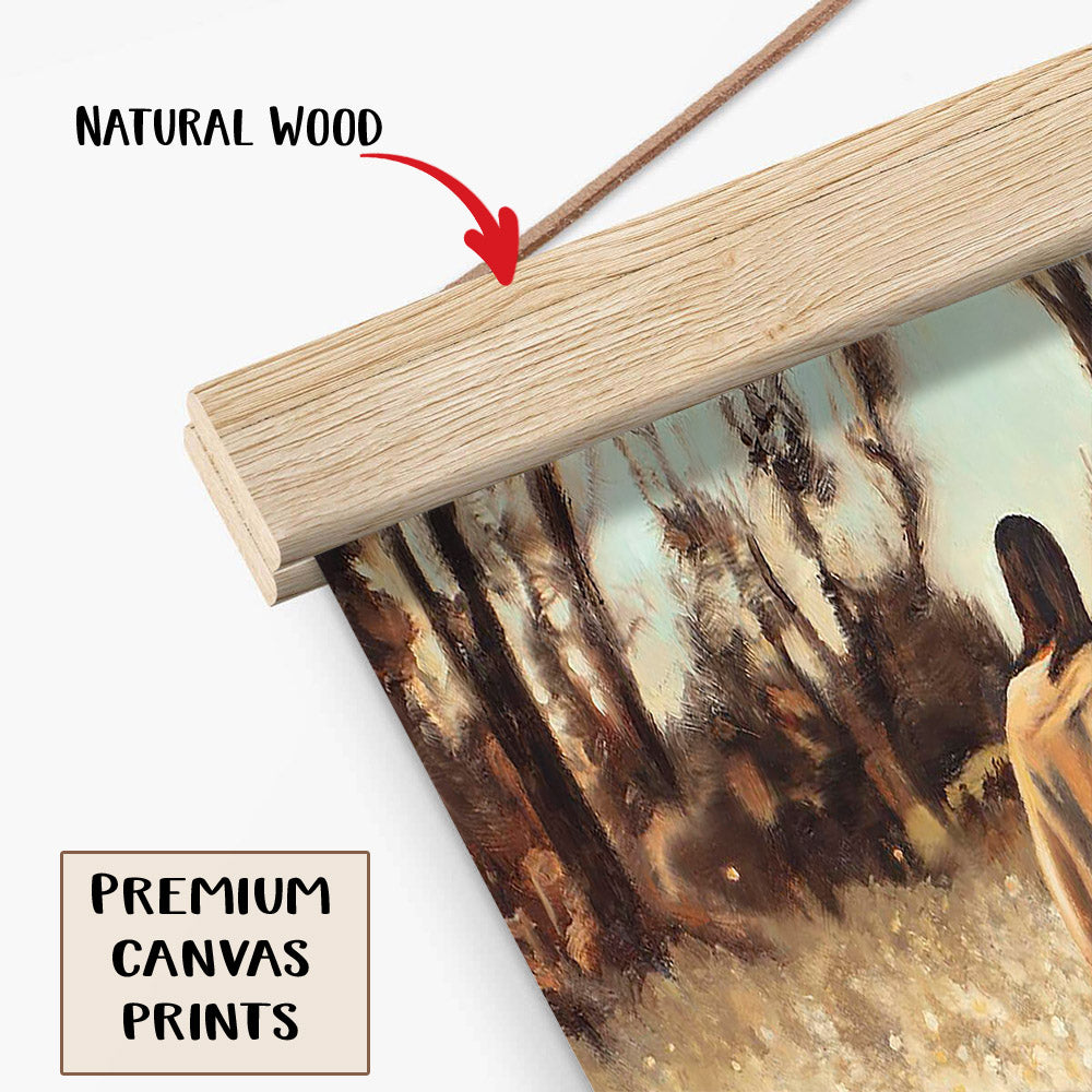 Jesus And The Lamb Picture - Be Ye Followers Of Me Portrait Hanging Canvas Wall Art - Christian Wall Decor - Religious Canvas