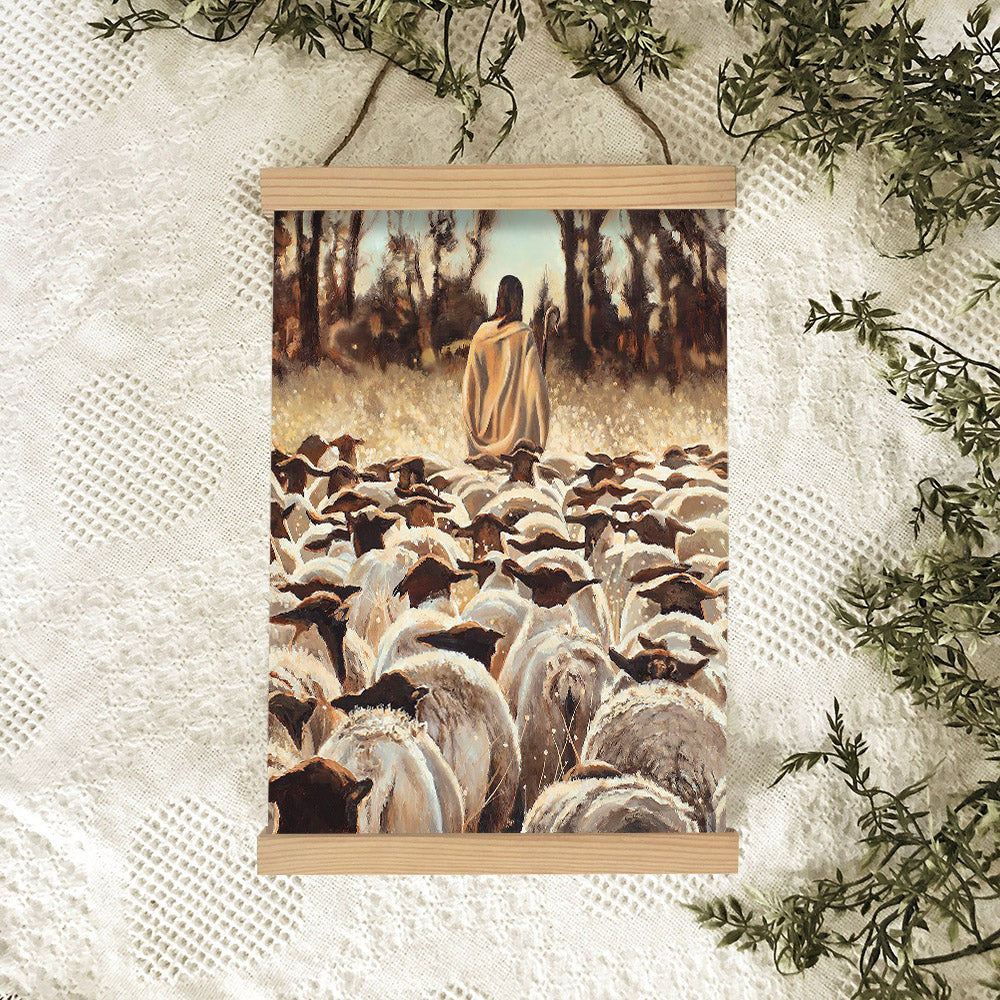 Jesus And The Lamb Picture - Be Ye Followers Of Me Portrait Hanging Canvas Wall Art - Christian Wall Decor - Religious Canvas