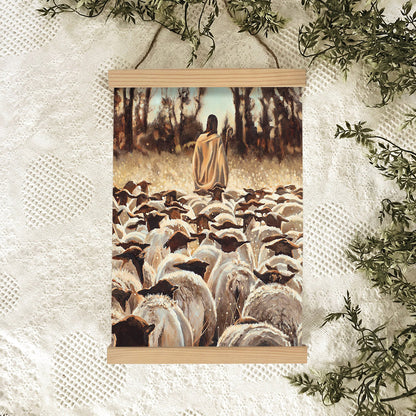 Jesus And The Lamb Picture - Be Ye Followers Of Me Portrait Hanging Canvas Wall Art - Christian Wall Decor - Religious Canvas